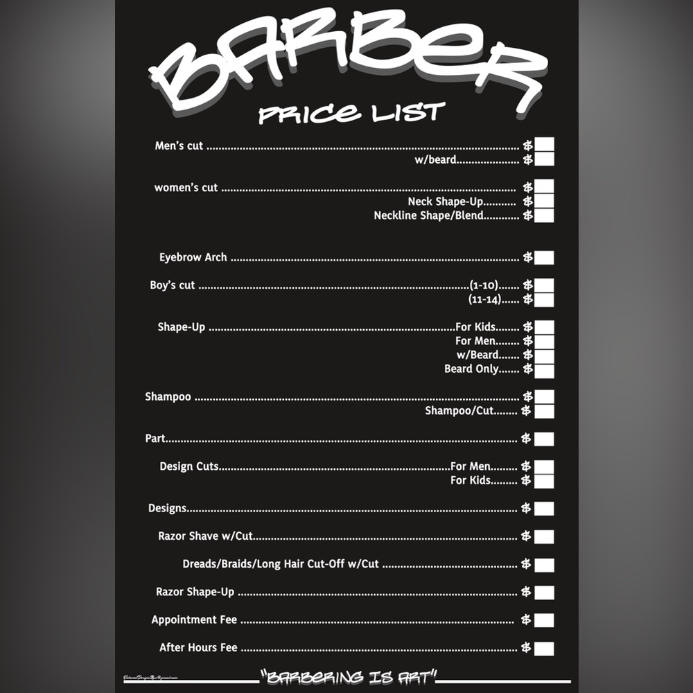 HIGH QUALITY LAMINATED BARBERSHOP POSTER  (SET OF 3 )